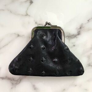Meriebabie Small Black Leather Coin Purse